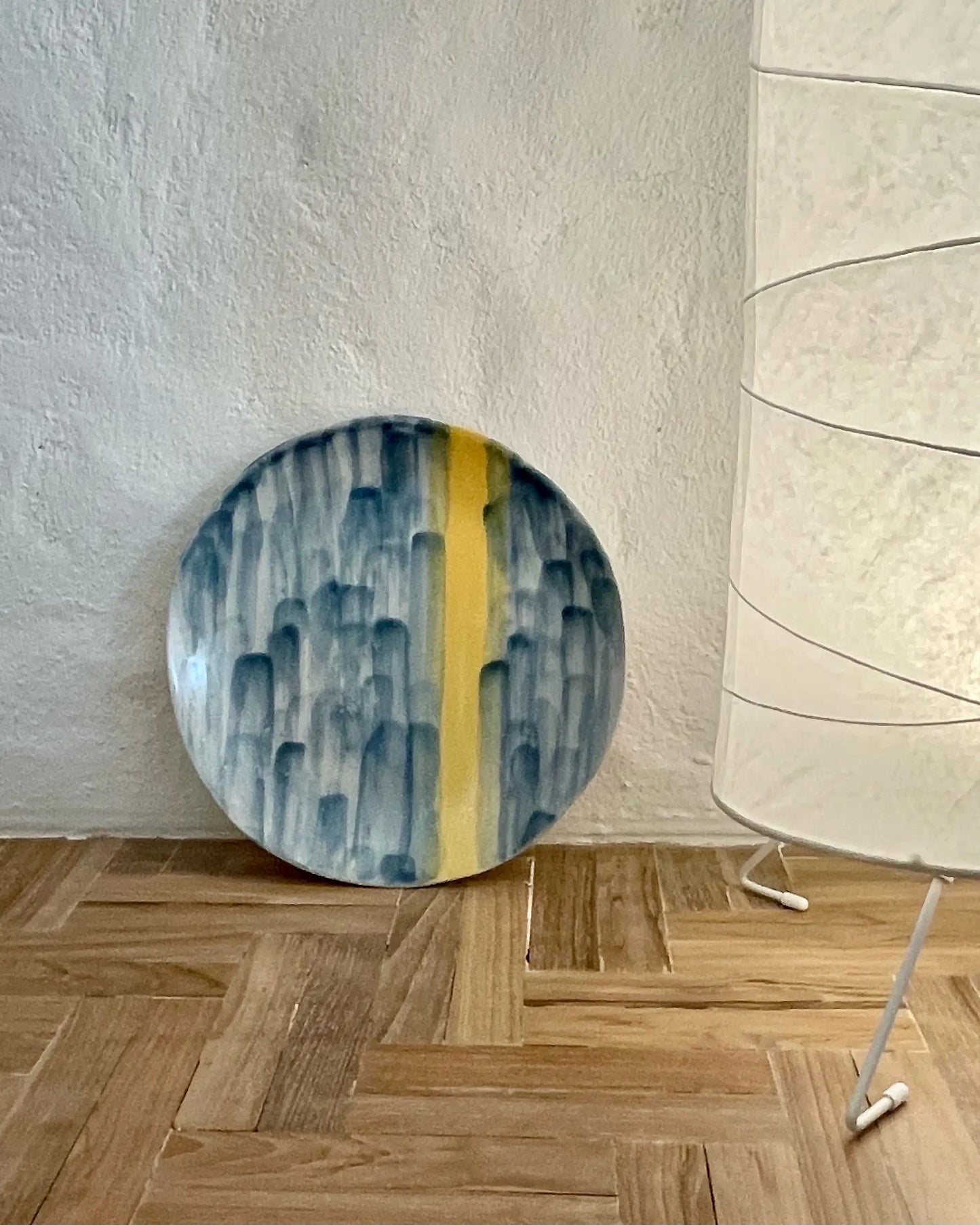 Blue and Yellow Handplaint Plate Muak