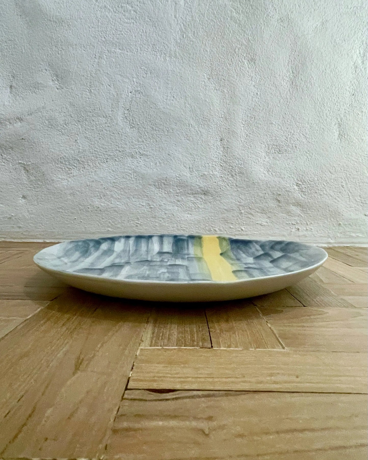 Blue and Yellow Handplaint Plate Muak