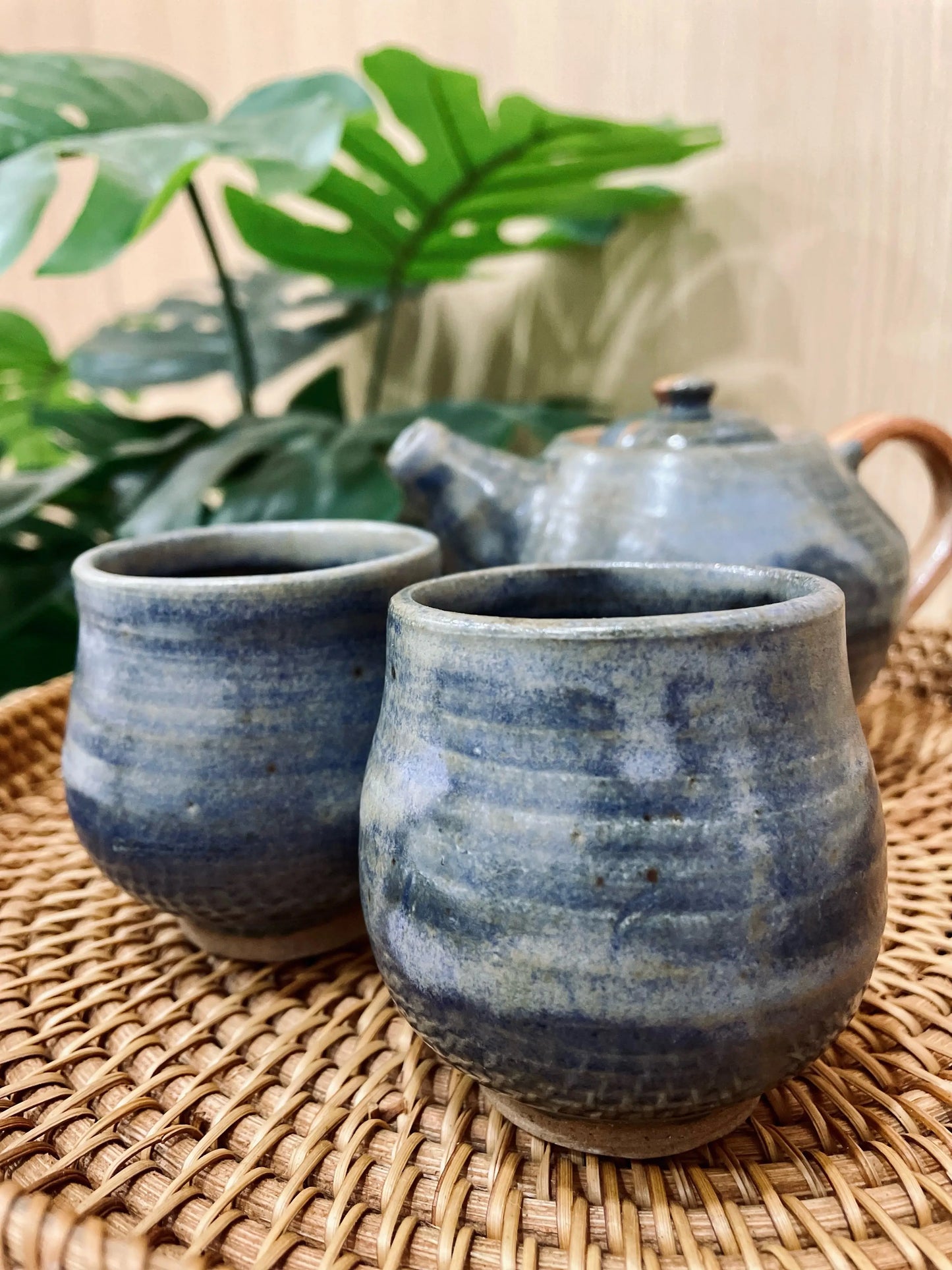 Handmade Navy & Orange Teapot DOT點子