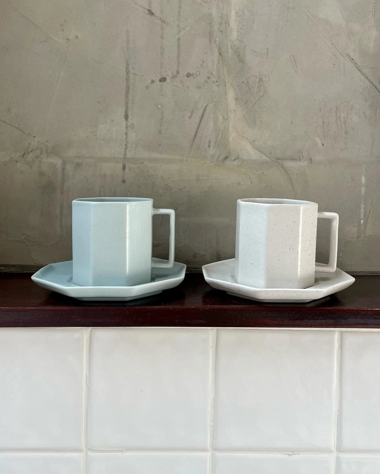 Octagon Coffee Cup with Saucer Enough for Life