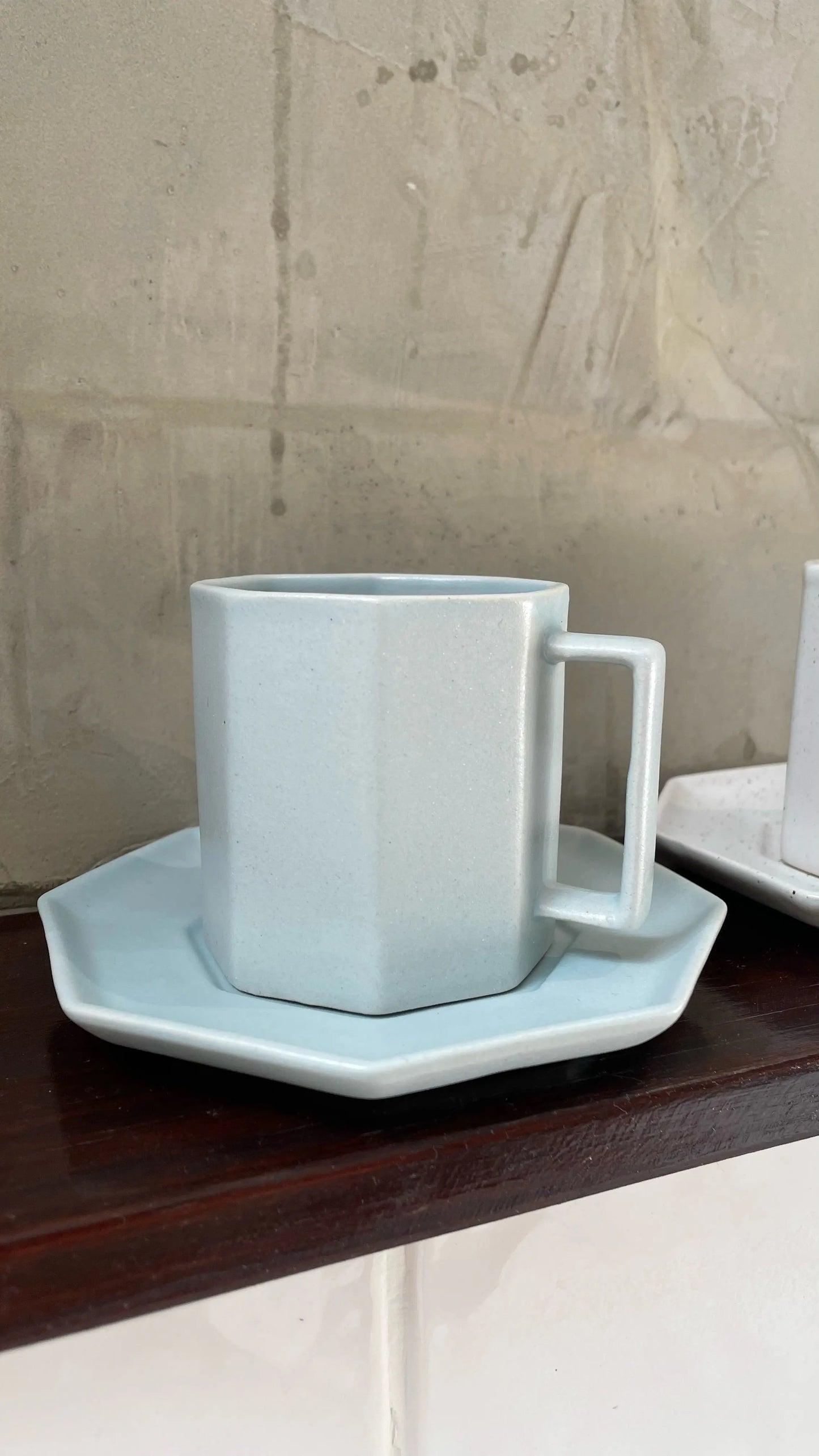 Octagon Coffee Cup with Saucer Enough for Life