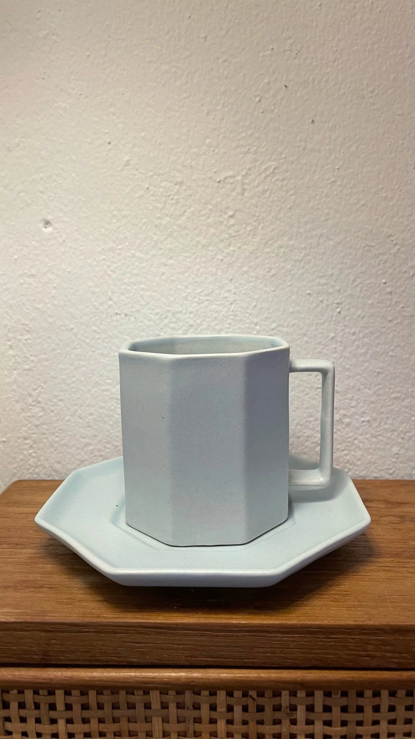 Octagon Coffee Cup with Saucer Enough for Life