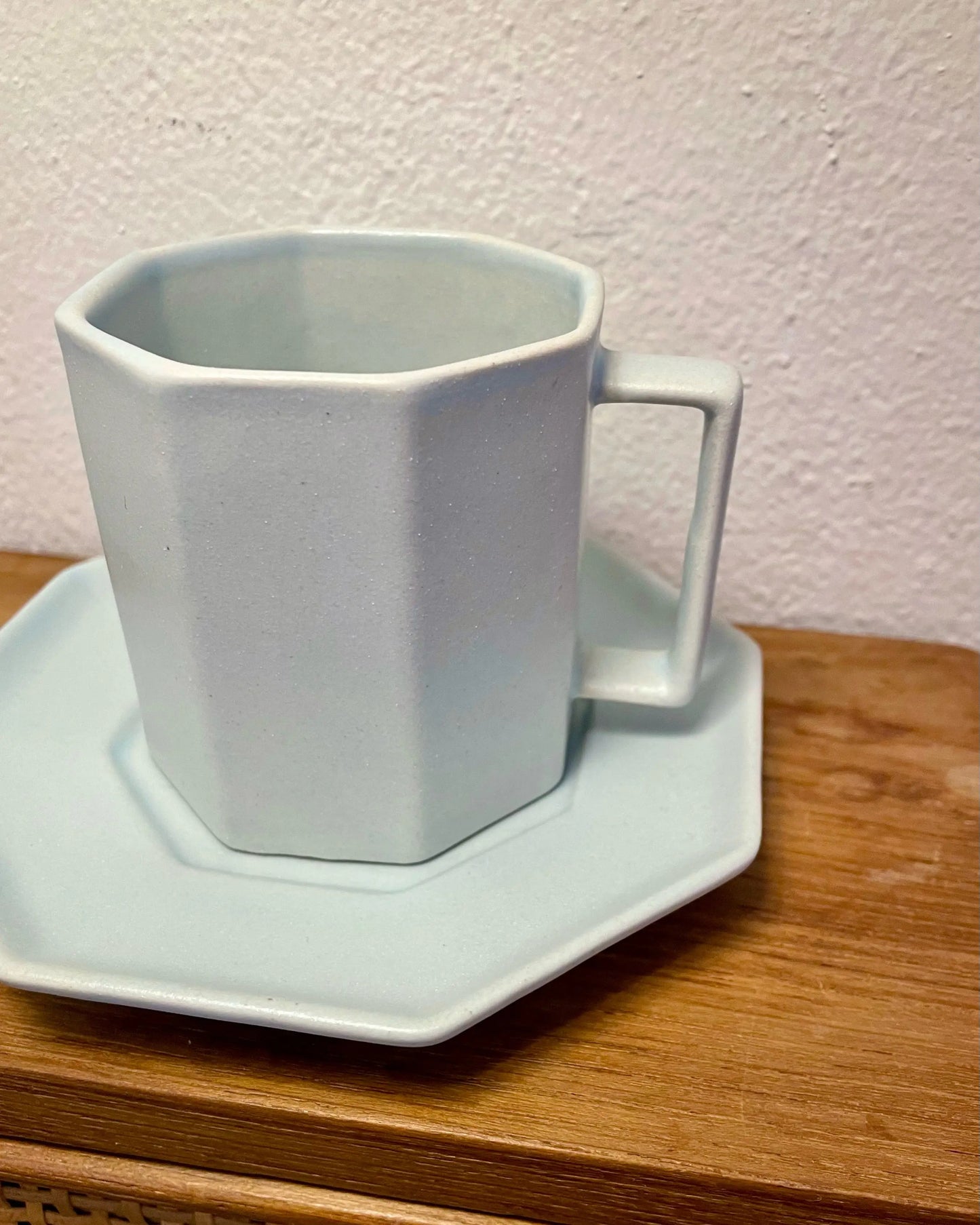 Octagon Coffee Cup with Saucer Enough for Life