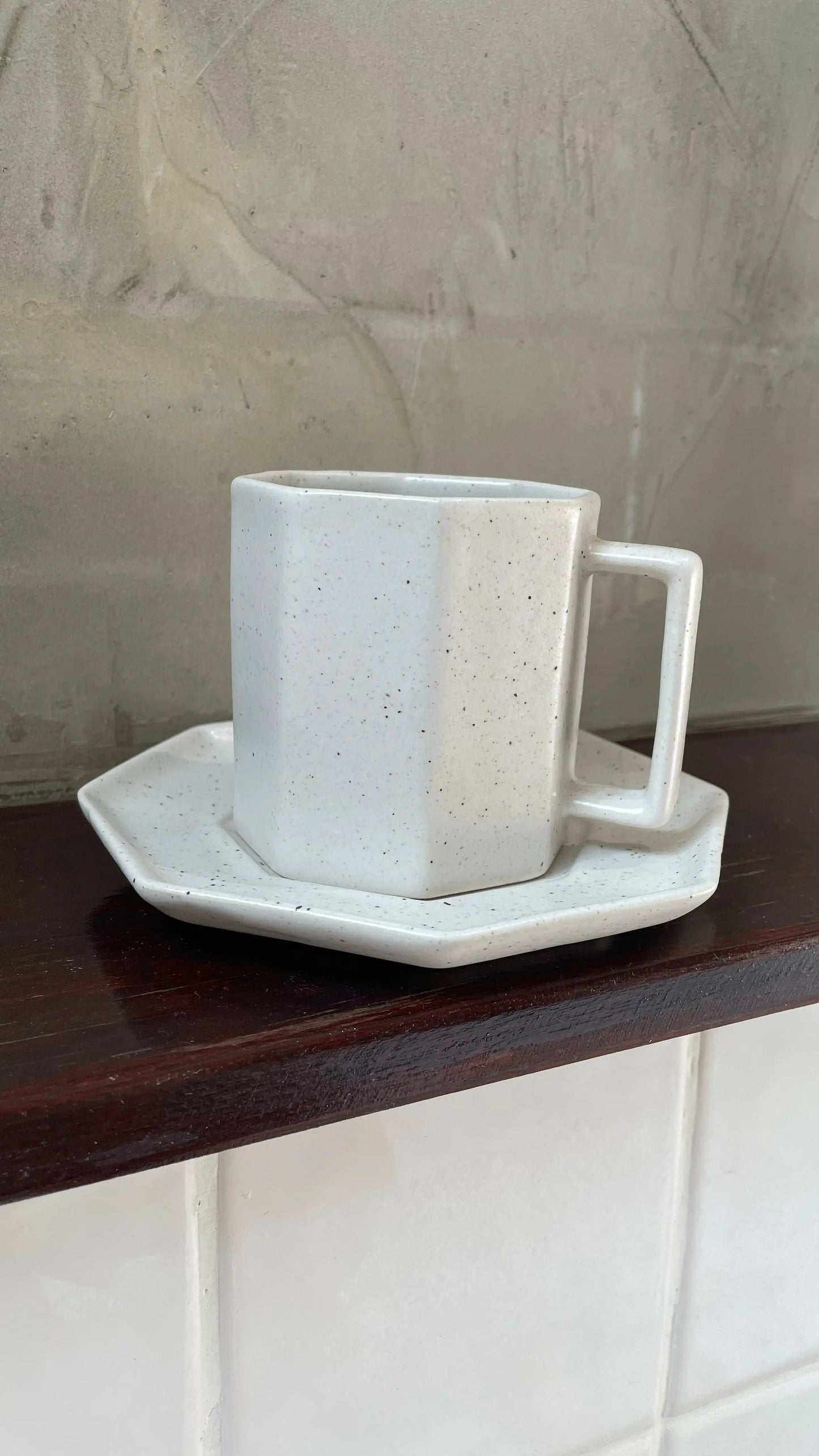 Octagon Coffee Cup with Saucer Enough for Life