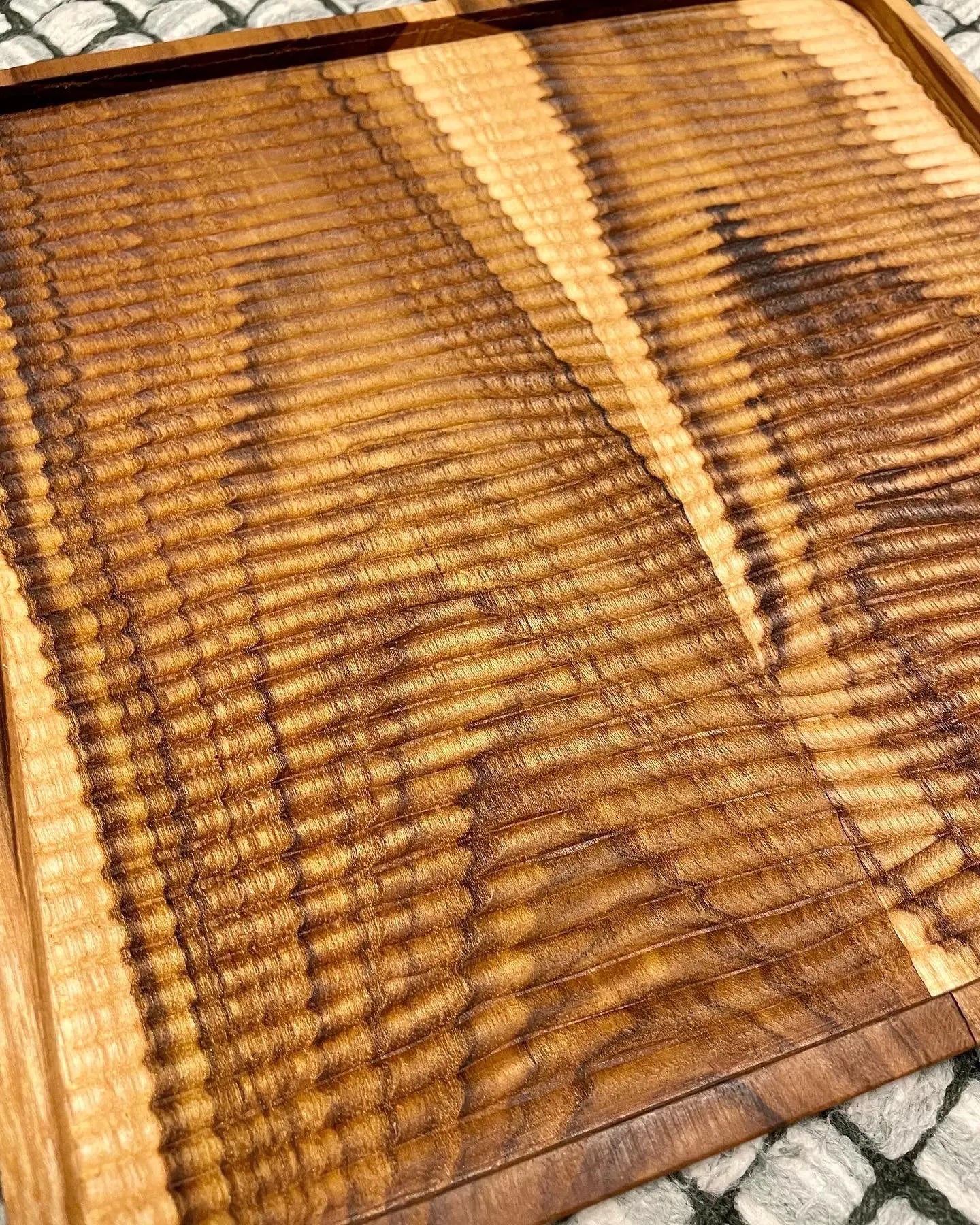 Textured Wooden Plate (Square) Hearts and Hands
