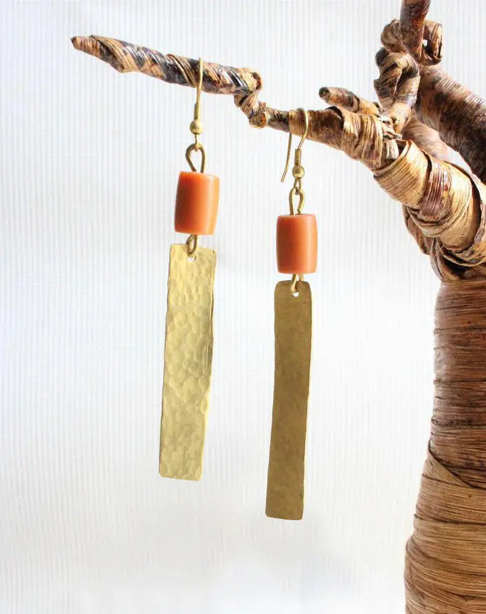 Brass Long Beaded Earrings ETSY - JanesBeadsKe