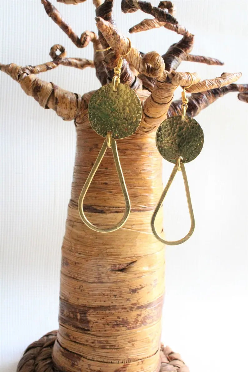 Brass Statement Earrings ETSY - JanesBeadsKe