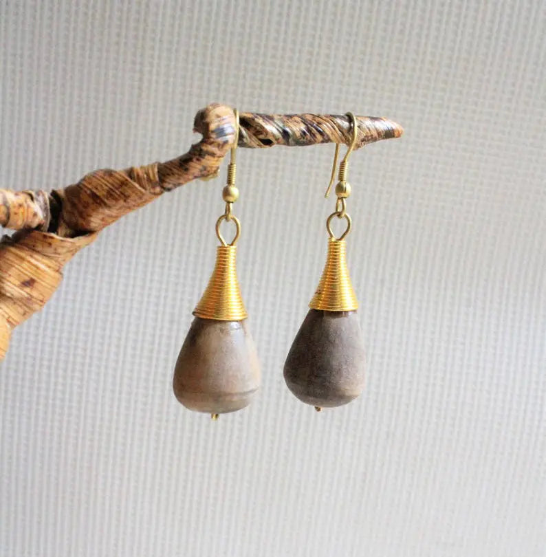 Horn Teardrop Earrings ETSY - JanesBeadsKe