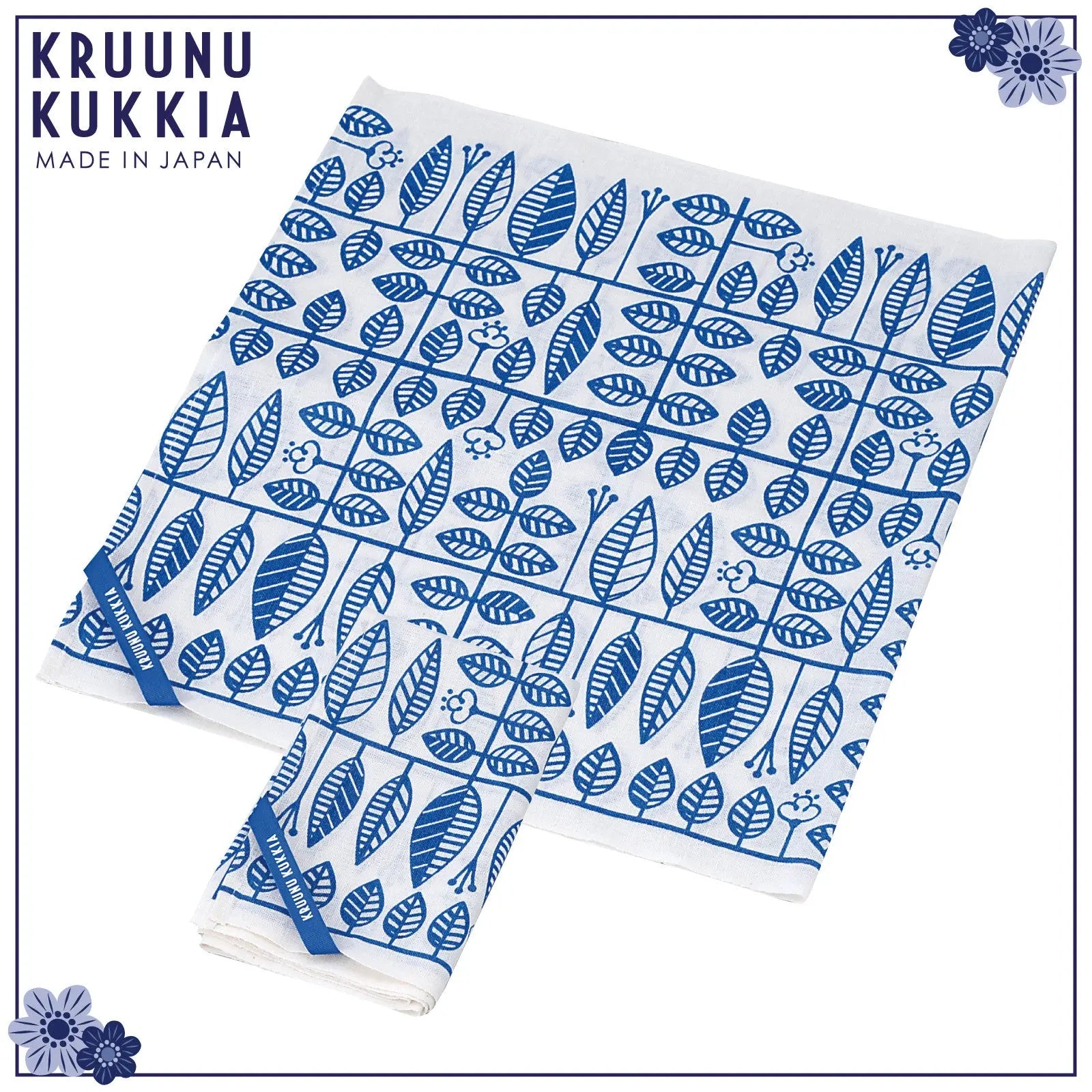 KRUUNU KUKKIA Blue leaf Kitchen Towel Super Delivery - OGURA TOKI