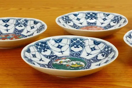 Kutani 5 Plates Box Set Super Delivery - KUTANIYAKI TOUJUDOU