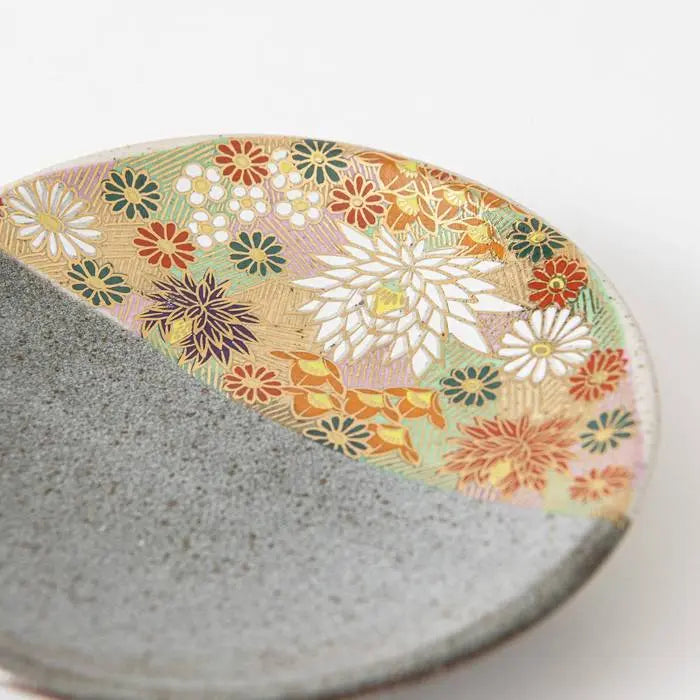 Kutani Cup with Saucer (Golden Flower) Super Delivery - KUTANIYAKI TOUJUDOU
