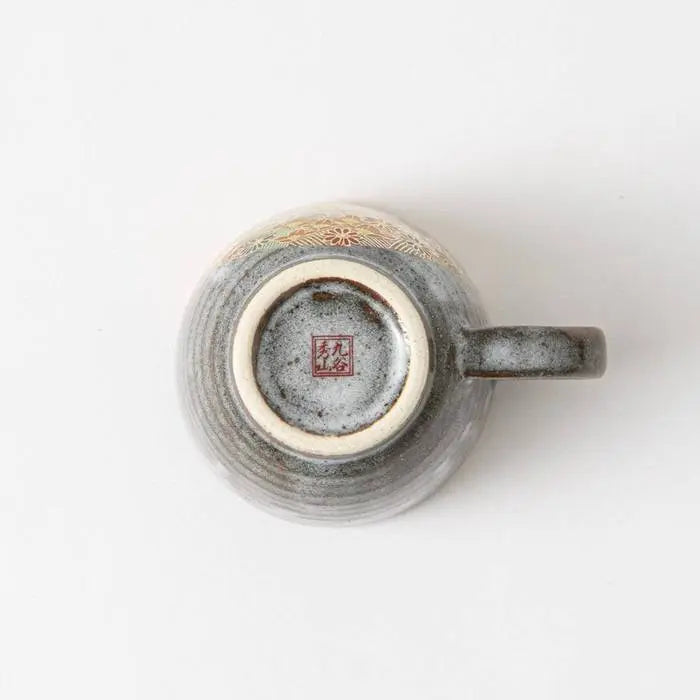 Kutani Cup with Saucer (Golden Flower) Super Delivery - KUTANIYAKI TOUJUDOU