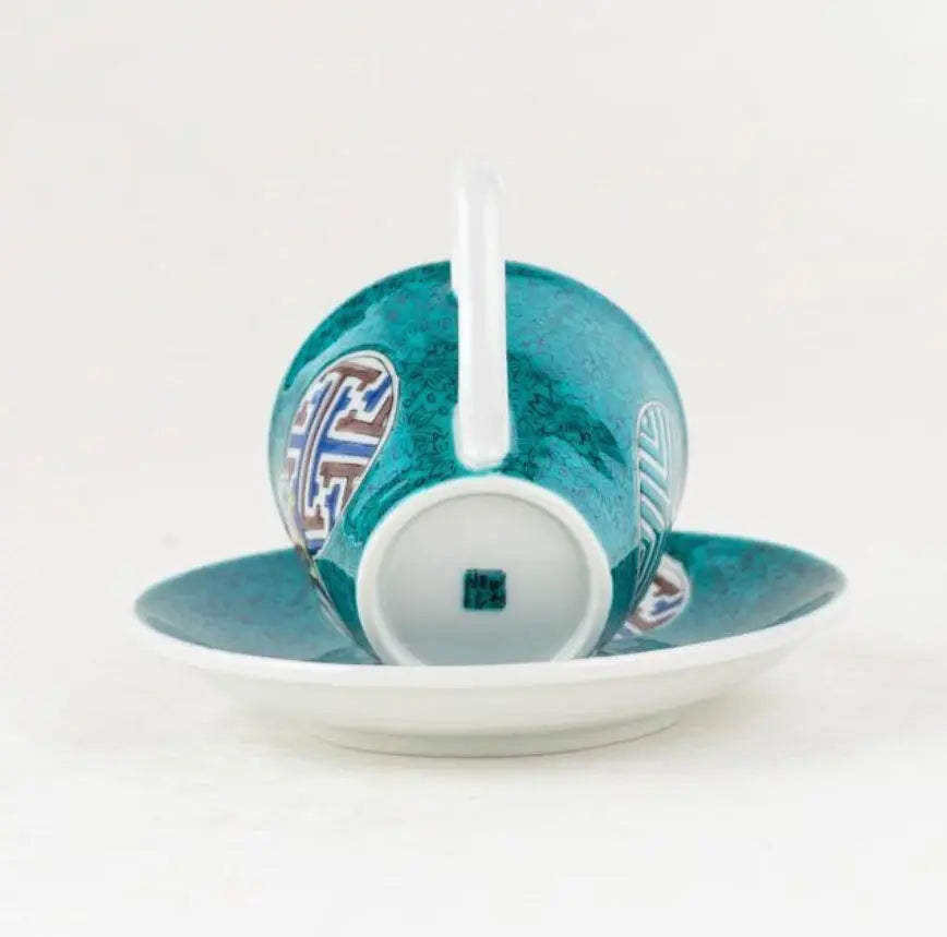 Kutani Cup with Saucer (Marumon) Super Delivery - KUTANIYAKI TOUJUDOU
