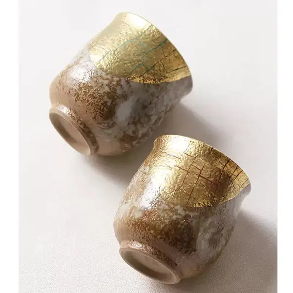 Kutani Golden Pair Tea Cups Super Delivery - KUTANIYAKI TOUJUDOU