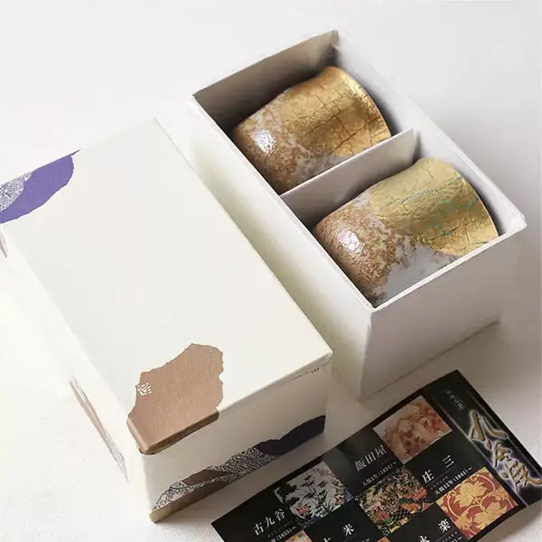 Kutani Golden Pair Tea Cups Super Delivery - KUTANIYAKI TOUJUDOU