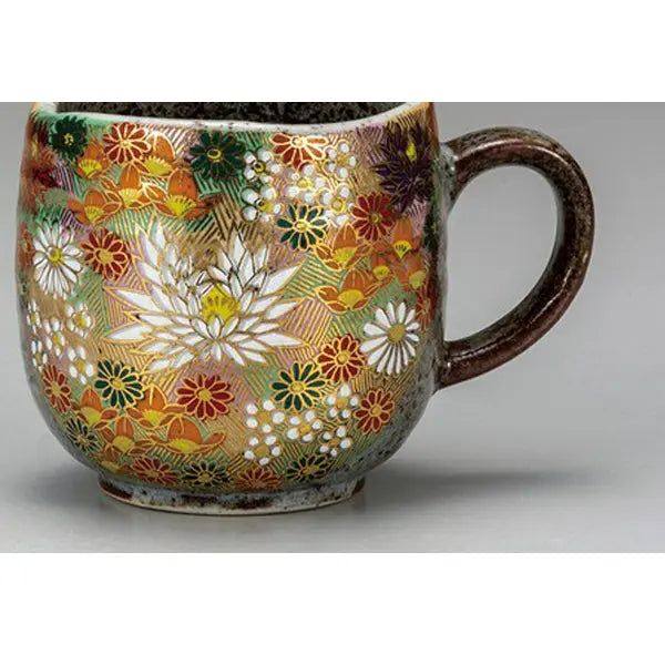 Kutani Mug (Golden Flower) Super Delivery - KUTANIYAKI TOUJUDOU