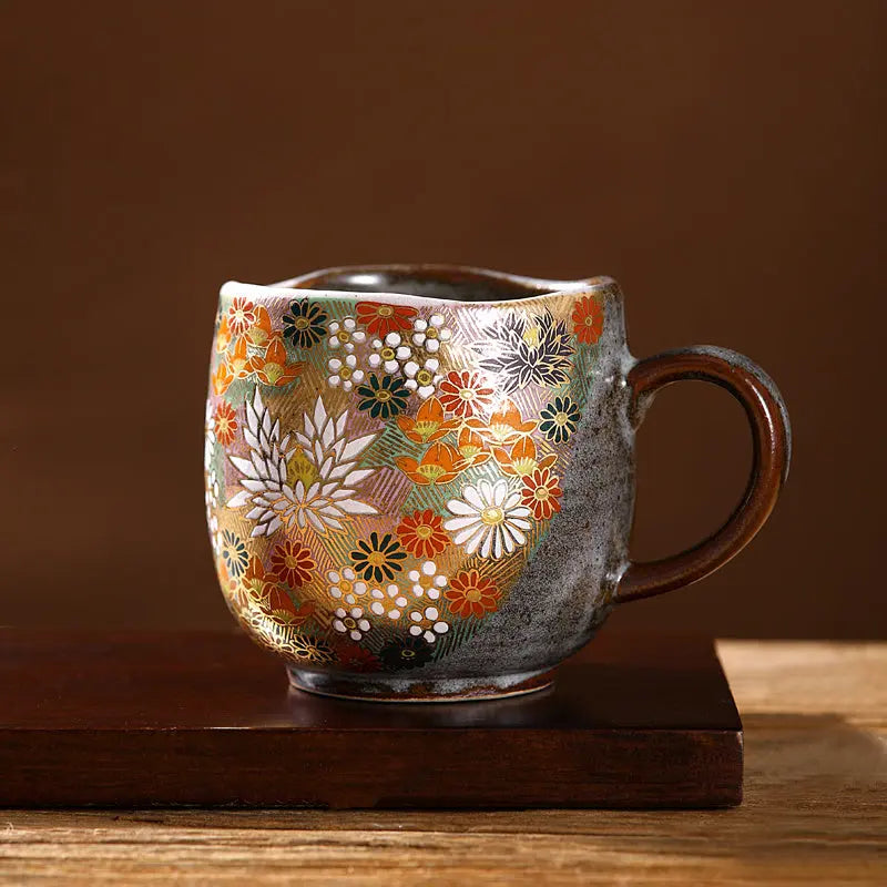 Kutani Mug (Golden Flower) Super Delivery - KUTANIYAKI TOUJUDOU