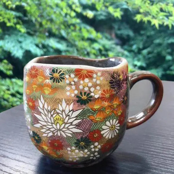 Kutani Mug (Golden Flower) Super Delivery - KUTANIYAKI TOUJUDOU