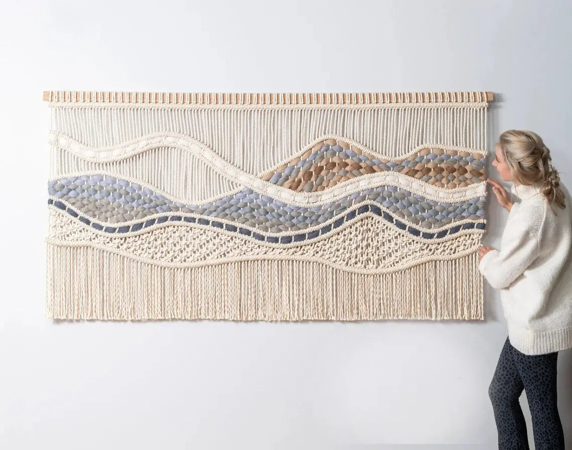 Large Textile Art Wall Hanger (KATIE) ETSY - Teddy and Wool