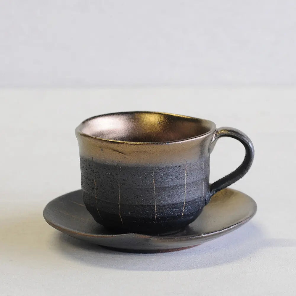 Maruyoshi Toki Golden Decoration Coffee Cup with Saucer Super Delivery - OEX