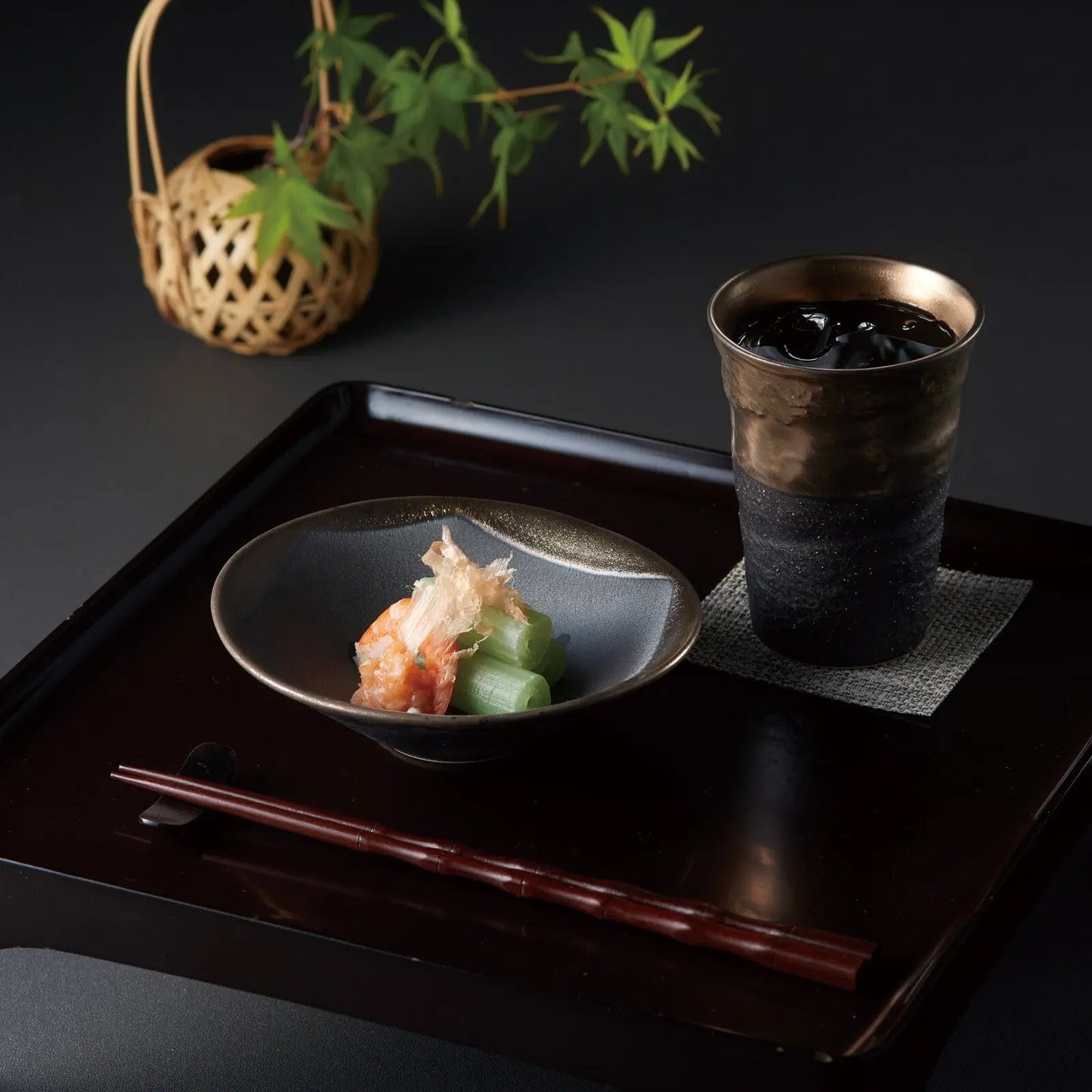 Pottery Black Golden Decoration Set Super Delivery - OGURA TOKI
