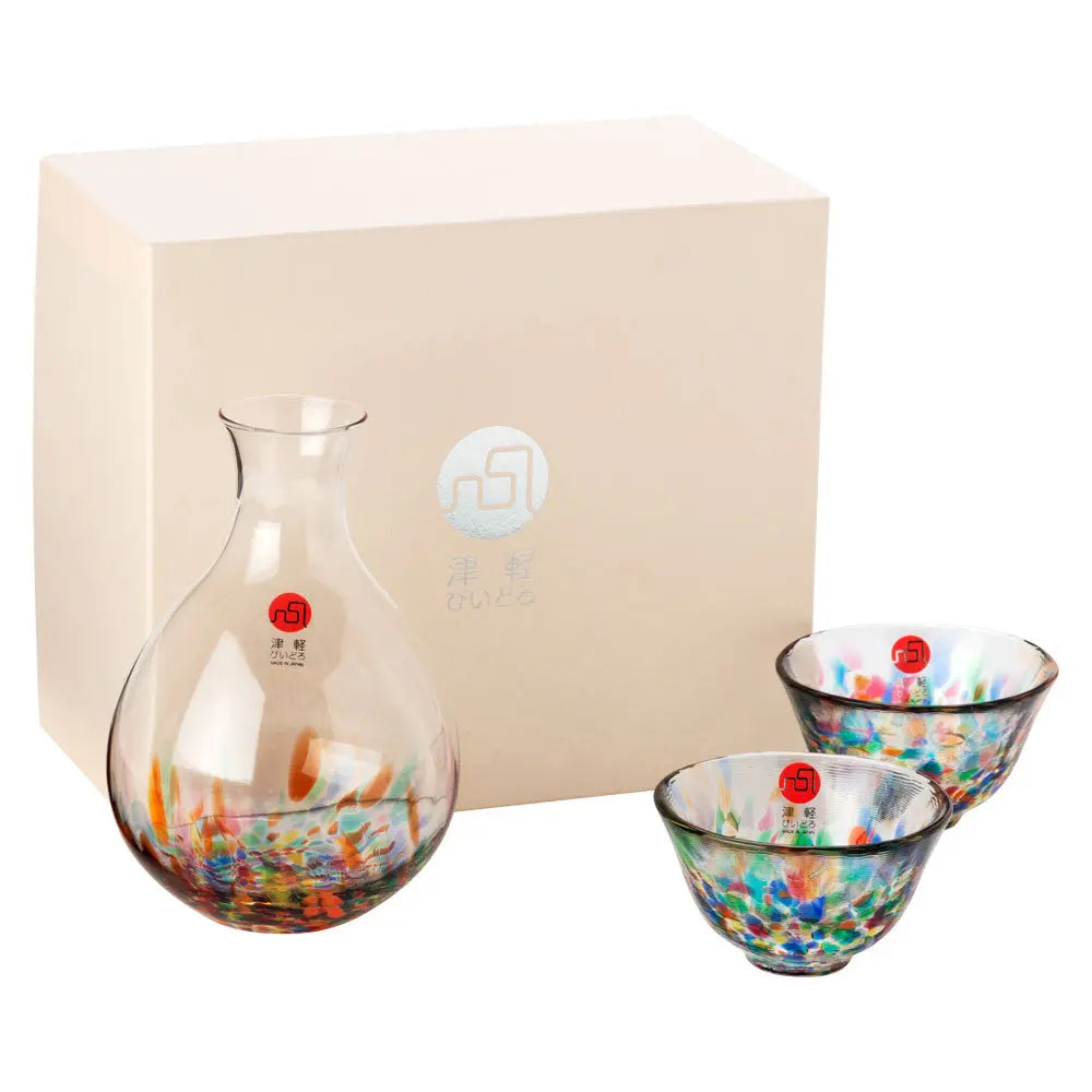 Tsugaru Vidro (津軽びいどろ) Sake Set - Nebuta Nagashi Super Delivery - Neowing