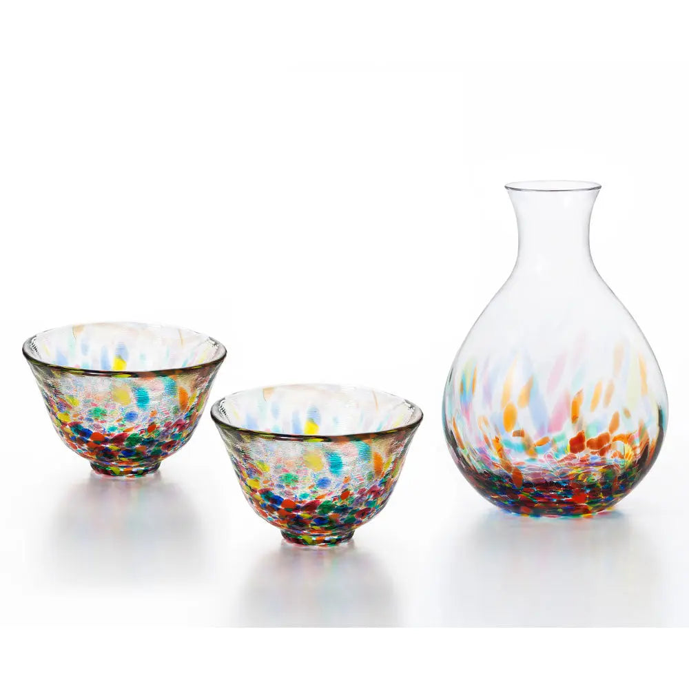 Tsugaru Vidro (津軽びいどろ) Sake Set - Nebuta Nagashi Super Delivery - Neowing