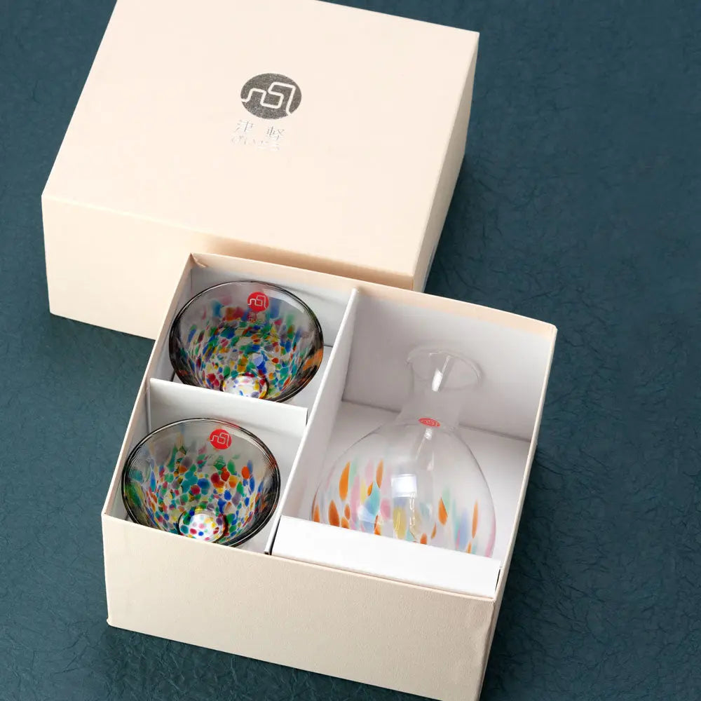 Tsugaru Vidro (津軽びいどろ) Sake Set - Nebuta Nagashi Super Delivery - Neowing