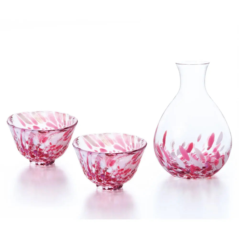 Tsugaru Vidro (津軽びいどろ) Sake Set - Sakura Fubuki Super Delivery - Neowing