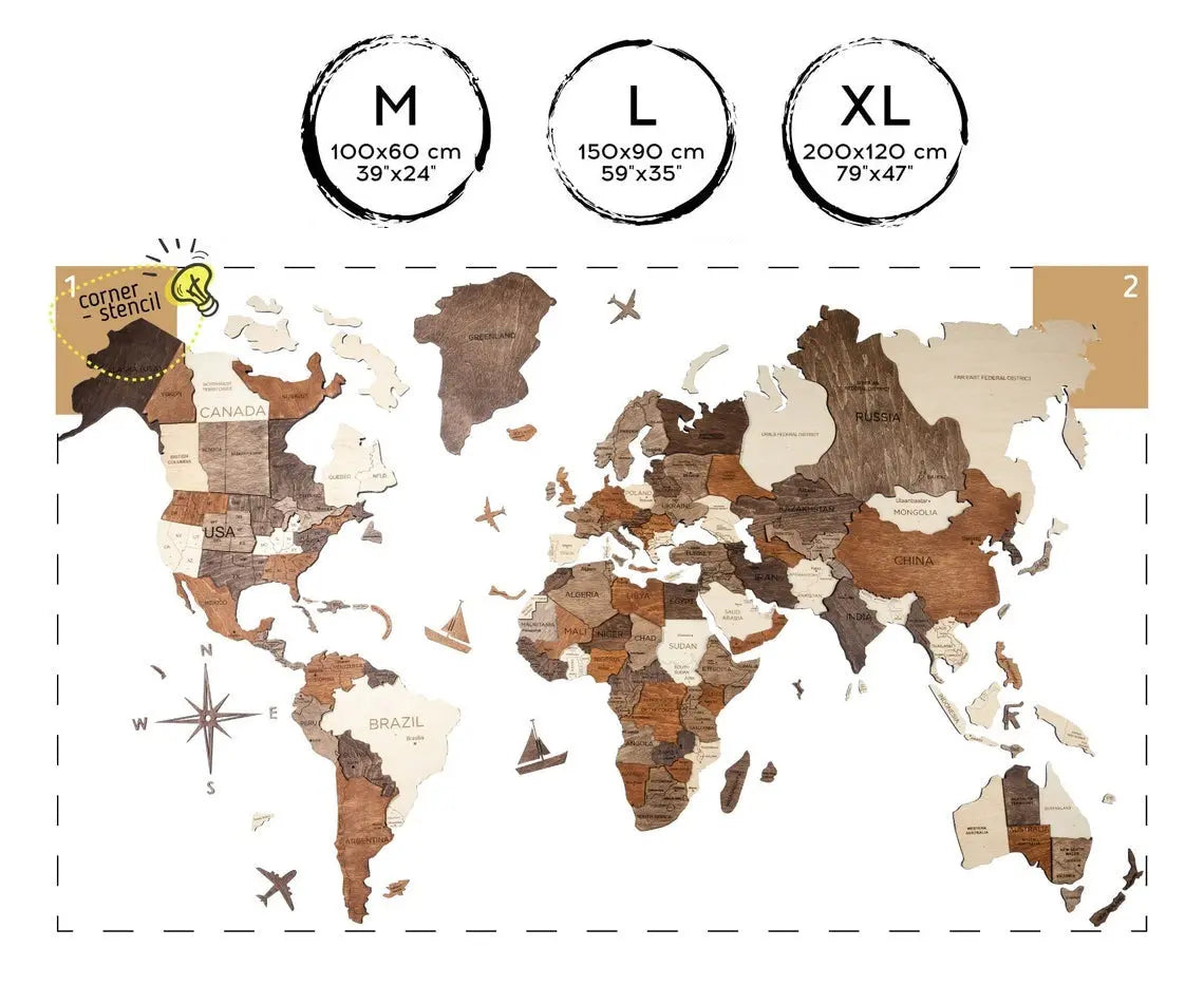 World Map Wall Art Décor ETSY - EnjoyTheWood