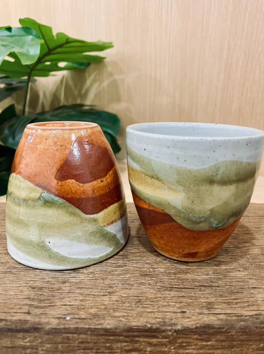 Mix Color Glaze Coffee Cup In Clay