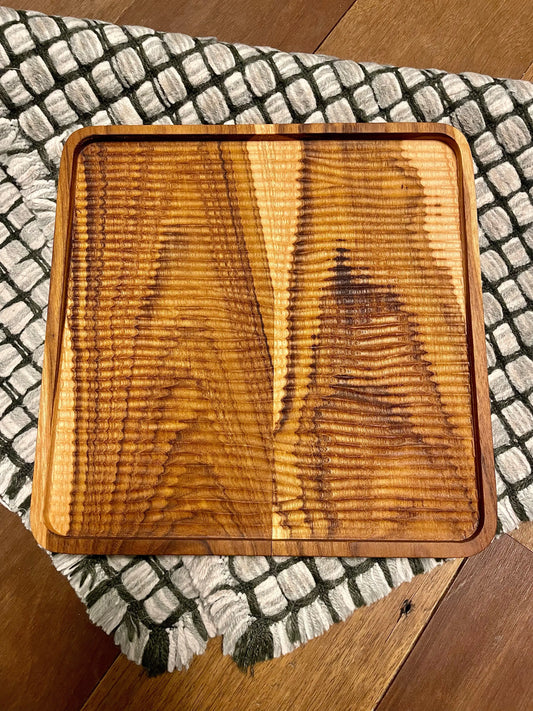 Textured Wooden Plate (Square) Hearts and Hands