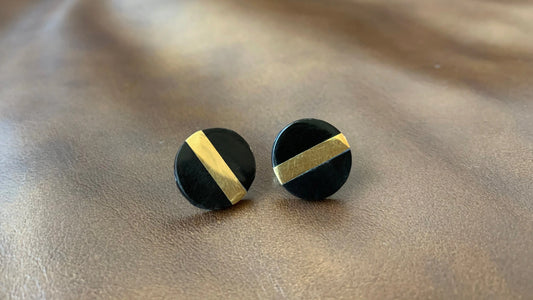 Brass & Horn Round Earrings ETSY - JanesBeadsKe