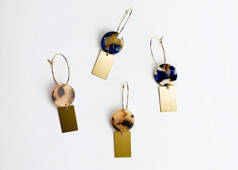 Geometric Tortoise Shell Earrings ETSY - Areen Creations