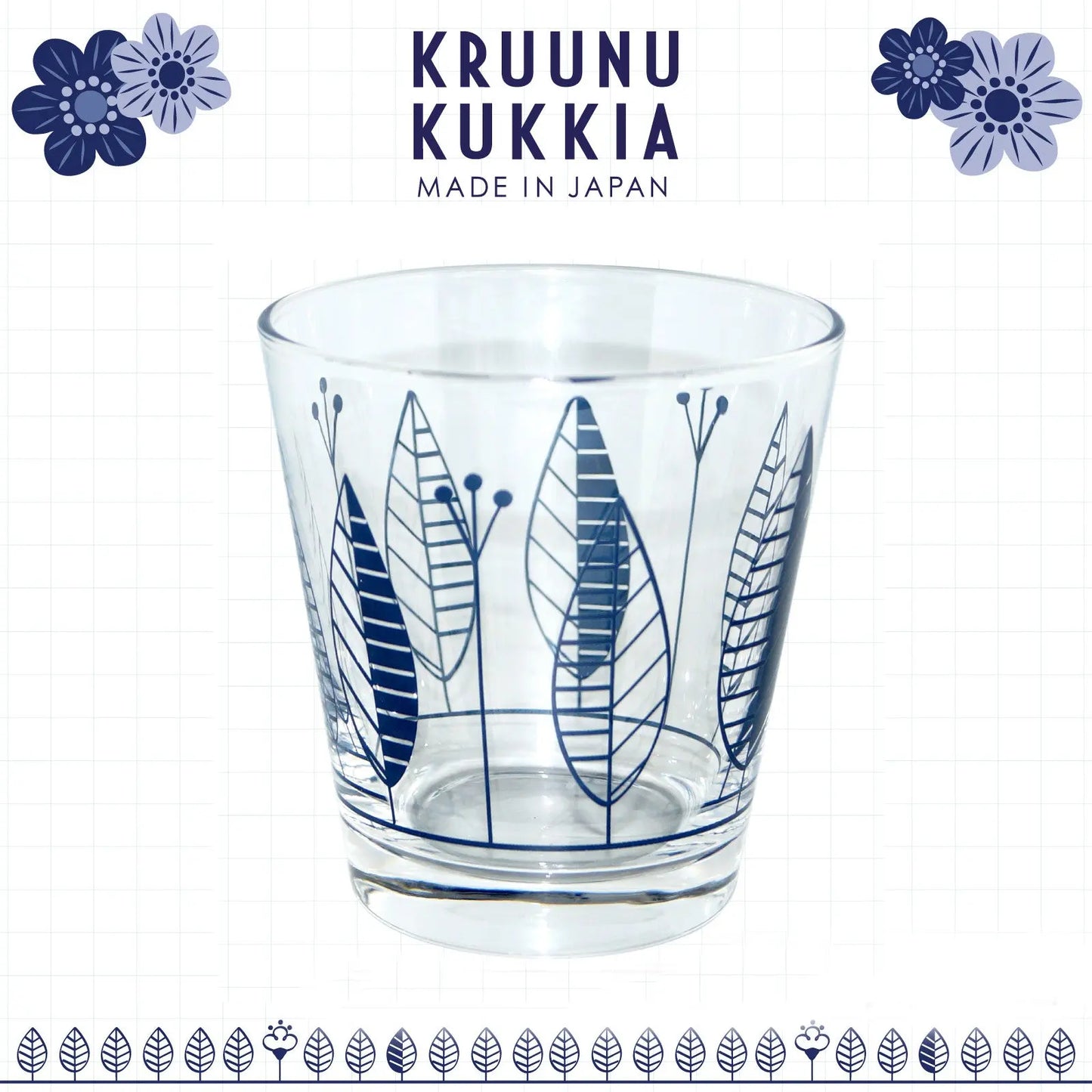 KRUUNU KUKKIA Blue leaf Glass Cup Super Delivery - OGURA TOKI