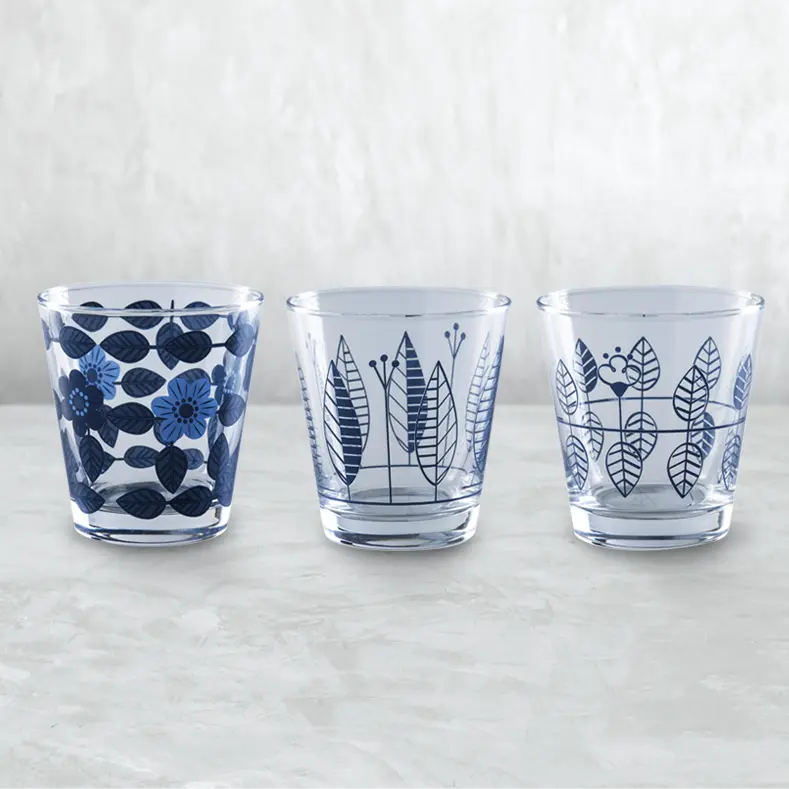 KRUUNU KUKKIA Blue leaf Glass Cup Super Delivery - OGURA TOKI