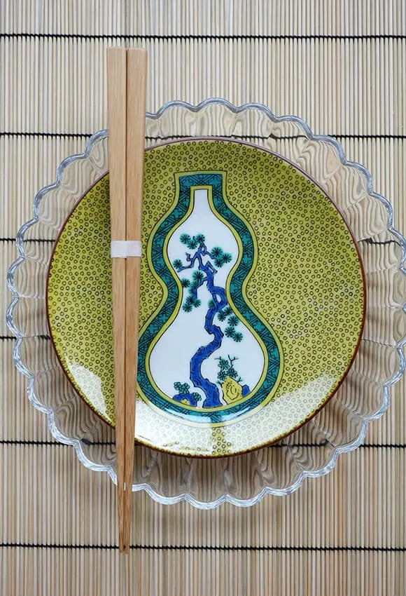 Ko-Kutani Gourd Kutani Ware - 15cm Plate (青手葫蘆) Super Delivery - KUTANIYAKI TOUJUDOU