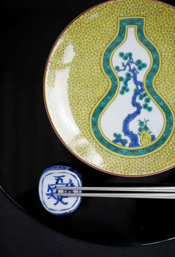 Ko-Kutani Gourd Kutani Ware - 15cm Plate (青手葫蘆) Super Delivery - KUTANIYAKI TOUJUDOU