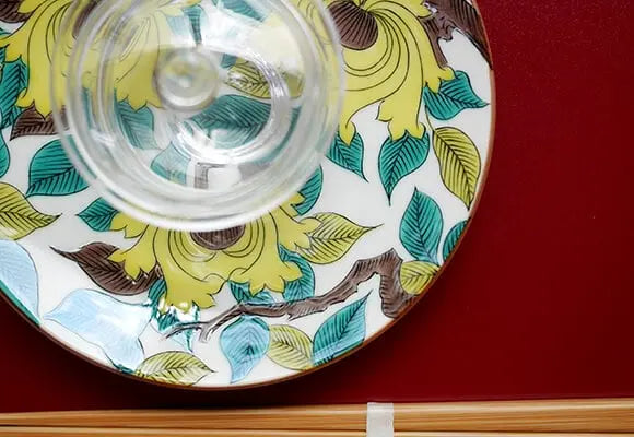 Ko-Kutani Yellow Peony Kutani Ware - 15cm Plate (牡丹) Super Delivery - KUTANIYAKI TOUJUDOU
