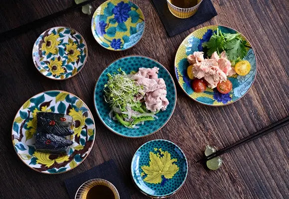 Ko-Kutani Yellow Peony Kutani Ware - 15cm Plate (牡丹) Super Delivery - KUTANIYAKI TOUJUDOU