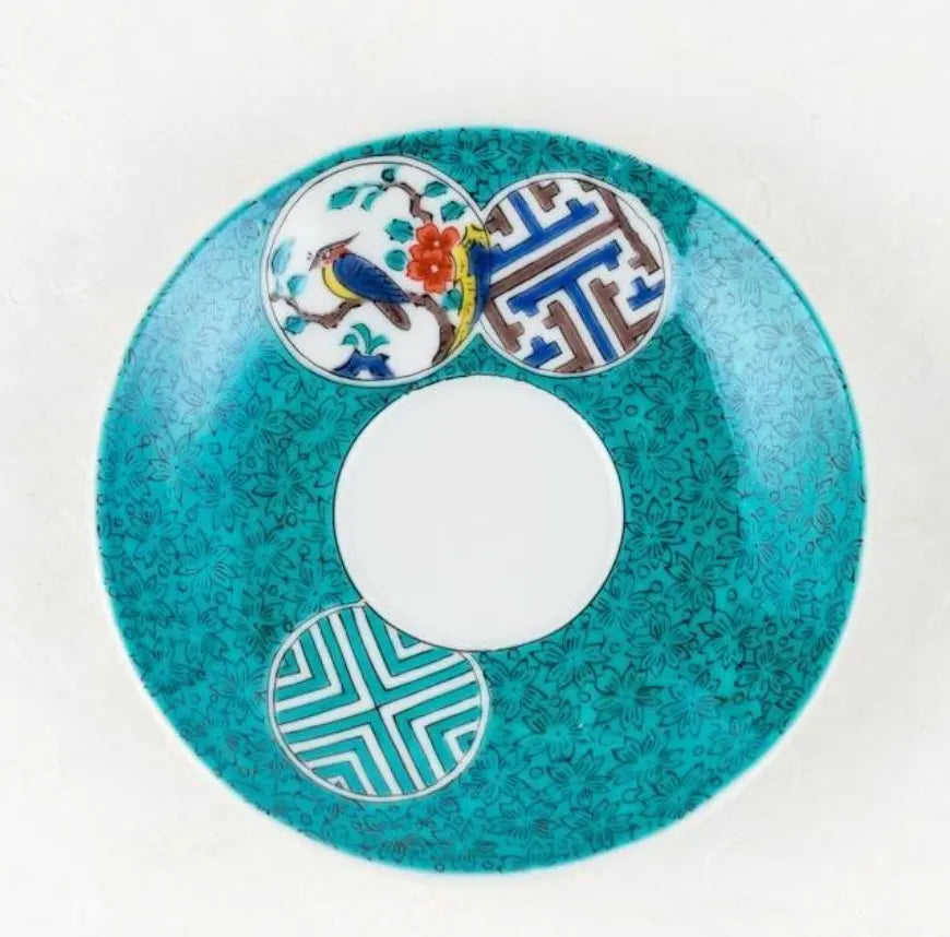 Kutani Cup with Saucer (Marumon) Super Delivery - KUTANIYAKI TOUJUDOU