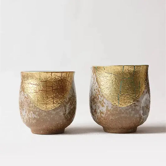 Kutani Golden Pair Tea Cups Super Delivery - KUTANIYAKI TOUJUDOU