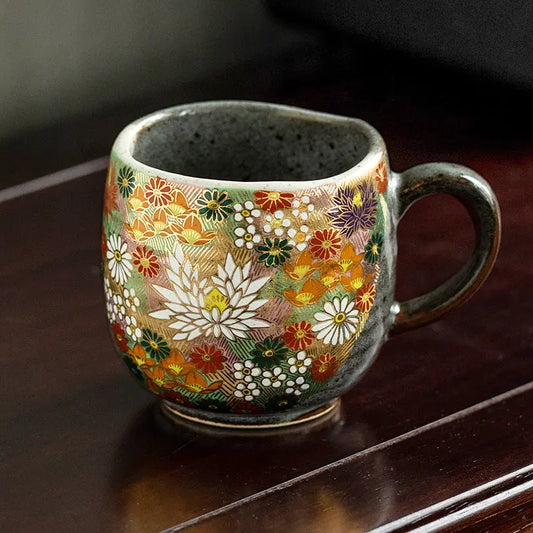 Kutani Mug (Golden Flower) Super Delivery - KUTANIYAKI TOUJUDOU
