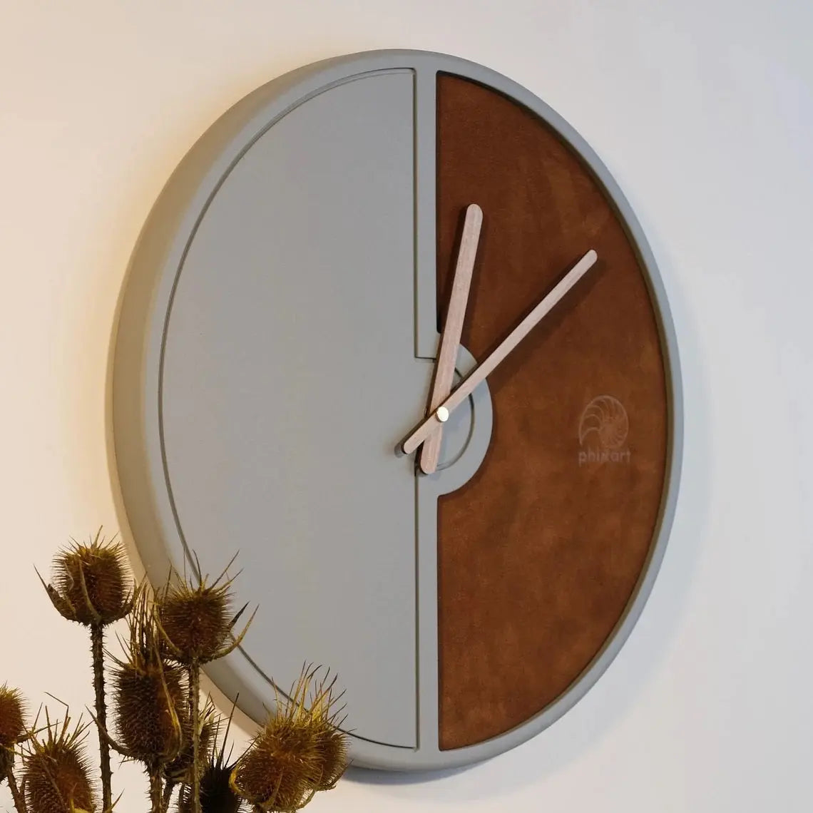 Leather Plated Wall Clock ETSY - Phixart