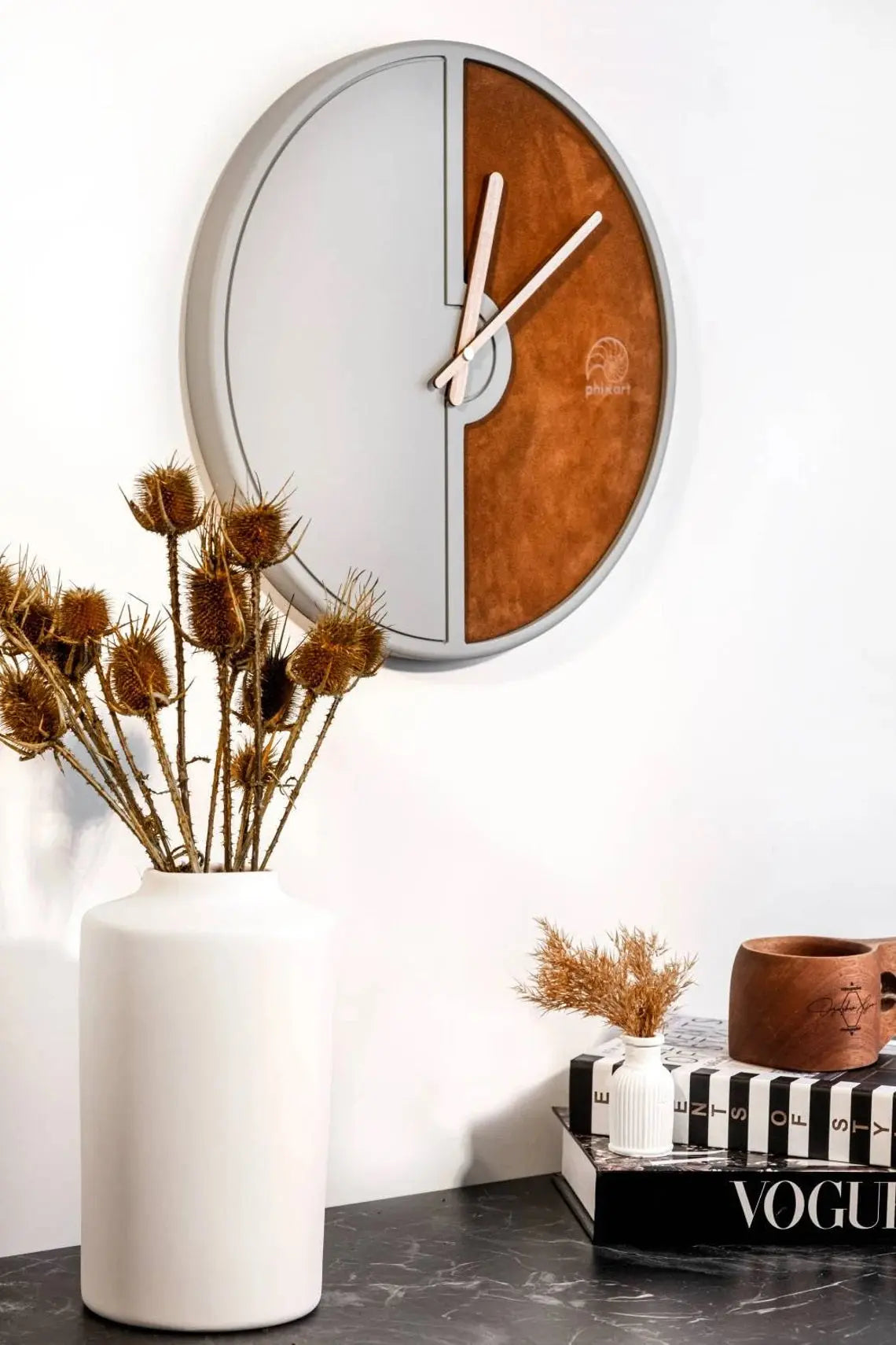 Leather Plated Wall Clock ETSY - Phixart