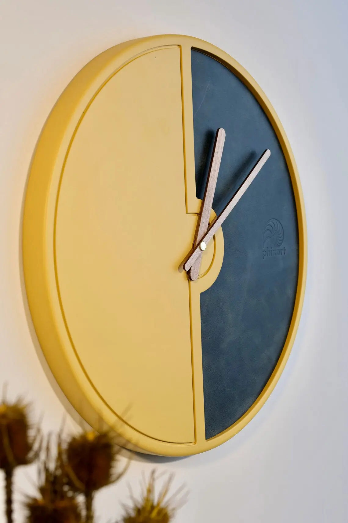 Leather Plated Wall Clock ETSY - Phixart