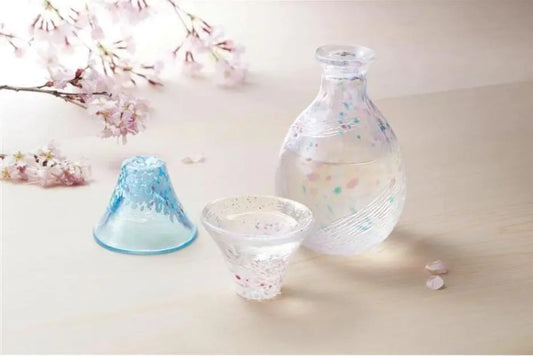 Mt. Fuji Sake Set (Sakura Blue & Pink) Super Delivery - Kimoto glass