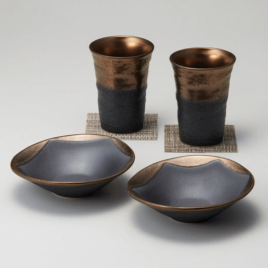 Pottery Black Golden Decoration Set Super Delivery - OGURA TOKI