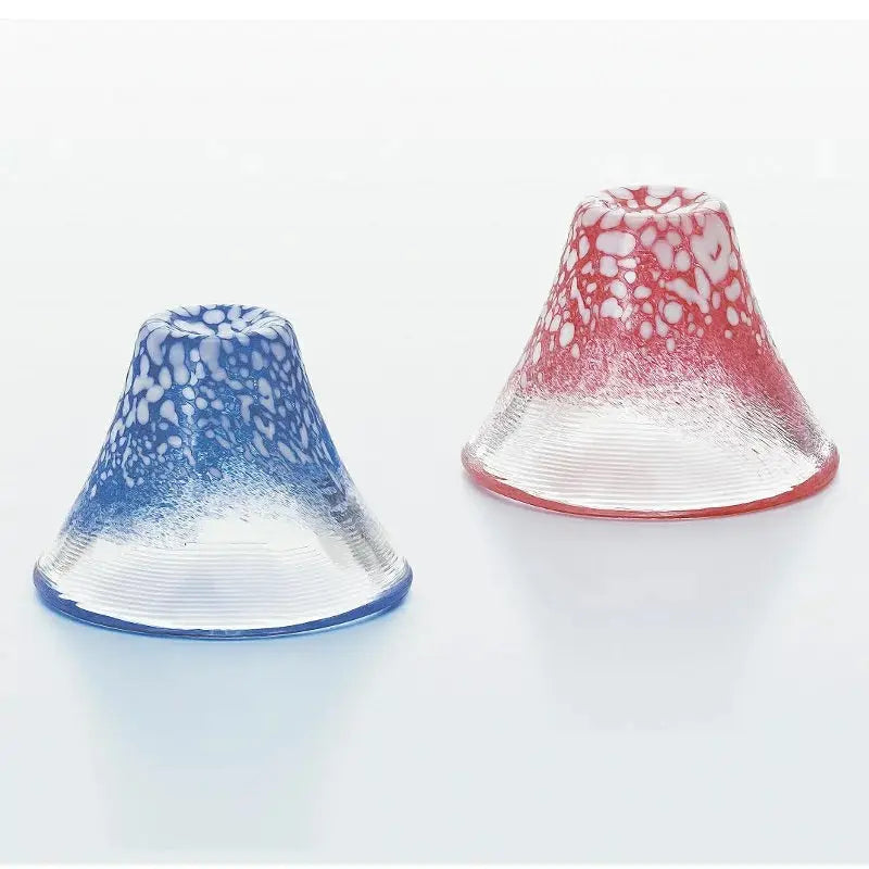 Set of Mt. Fuji Sake Cups (Blue & Pink) Super Delivery - Kimoto glass