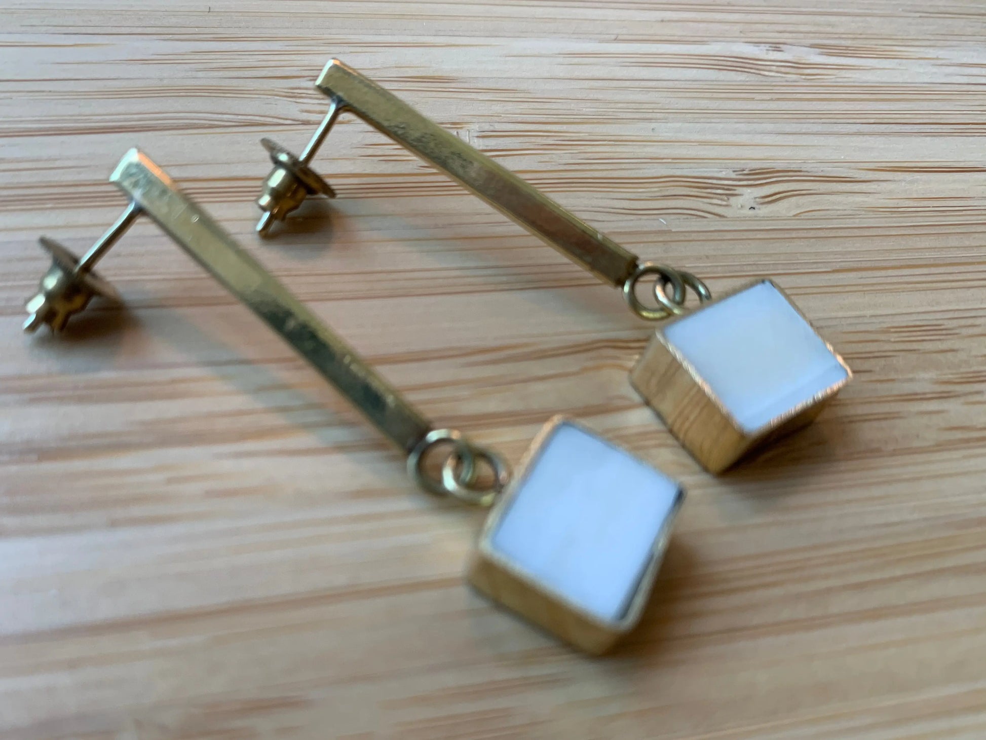 White Horn and Drop Earrings ETSY - JanesBeadsKe